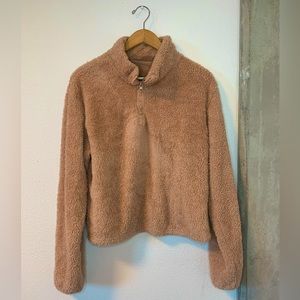 Fluffy sweatshirt, pink sweater, Sherpa sweatshirt